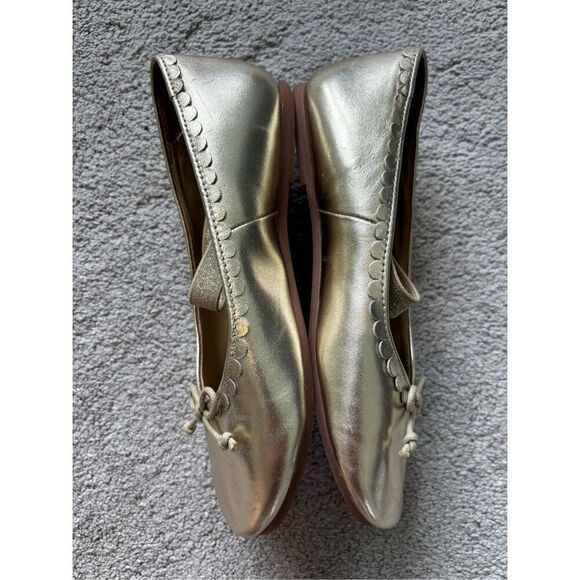 NEW Mini Boden Leather Ballet Flats Gold Metallic, $70 Sz 13c - Picture 4 of 9